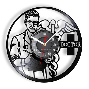 Доктор и звезда Жизни Виниловые настенные часы Врач больницы, спасающий жизни Профессиональная команда Светящиеся Настенные часы Подарок медицинскому персоналу
