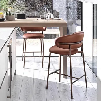  Высококачественные металлические барные стулья, современные дизайнерские кресла в скандинавском стиле с простой спинкой, Минималистичная Удобная мебель Taburete Alto