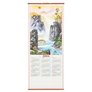  Китайский офисный календарь Год Дракона Ежемесячный Китайский Новый Искусственный бамбук 2024 Традиция Бумажные настенные Большие календари