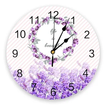  Life Is Beautiful Лавандовые Бесшумные Декоративные Настенные часы с цифровым управлением Круглые Часы для домашнего офиса и школы