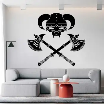  Наклейка на стену Viking Warrior Оружейный шлем Tomahawk Viking Adventure Spirit Домашняя спальня Гостиная Декор автомобиля Виниловая наклейка в подарок