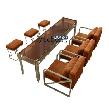  XL Карамельно-коричневый Маникюрный столик Стеклянный с розеткой Маникюрный Стол Диван Комбинация