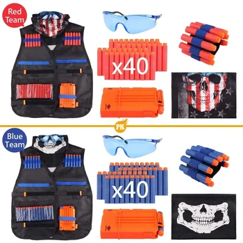  Детский комплект тактических жилетов серии Nerf Guns, стрелы для дротиков, обоймы для перезарядки, тактическая маска, браслет и защитные очки, игрушки Nerf Vest