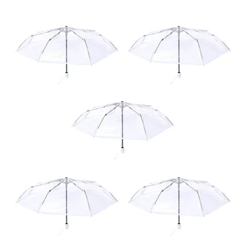  5X Прозрачный зонт от дождя Sun Rain Автоматический зонт Компактный Складной Ветрозащитный Прозрачный зонт, прозрачный и белый