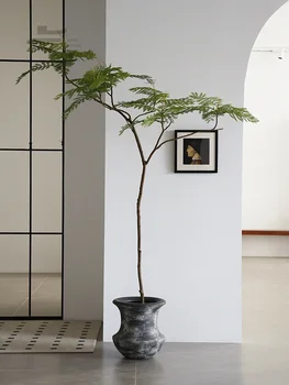  Ветер Ваби-саби, высокая имитация зеленых растений, чистая красная джакаранда, посадка в семье, гостиная, ландшафтный дизайн в горшках дзен, поддельный тре