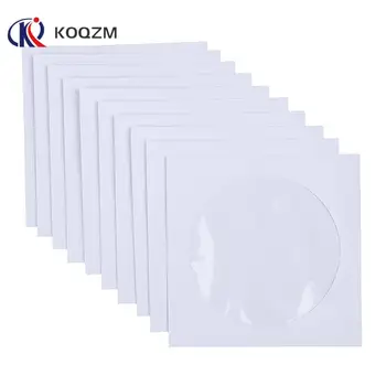  Конверты для хранения Прозрачная витрина с клапаном Белый бумажный пакет в сложенном виде 10/50 шт Бумажные рукава для CD DVD дисков 12,5 см