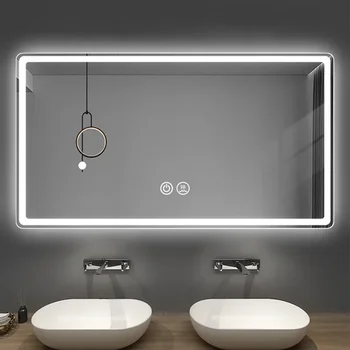  Зеркало для туалетного столика в ванной с подсветкой, большие увеличительные настенные зеркала для ванны, квадратные декоративные приспособления для ванной комнаты Espejos Decorativos
