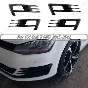  Глянцевый черный/карбон Для VW Golf 7 MK7 2013 2014 2015 2016 Передний боковой бампер автомобиля Противотуманная фара Решетка Радиатора Отделка обвеса Тюнинг