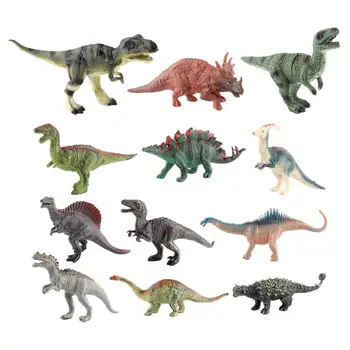  Игровой набор с динозаврами 12 шт. Игрушки с имитацией животных, разнообразные гигантские фигурки Динозавров, включая Тираннозавра Рекса, в подарок на День рождения