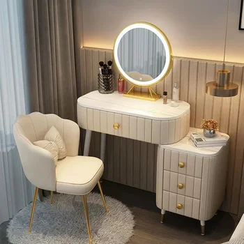 Роскошный туалетный столик в спальне, Современный минималистичный столик для макияжа, Встроенный шкаф, стол для хранения в скандинавской маленькой квартире, туалетный столик