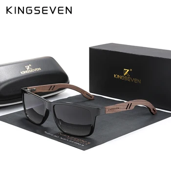  KINGSEVEN 100% Поляризованные Винтажные мужские Деревянные солнцезащитные очки с защитой от UV400, Модные Квадратные Солнцезащитные очки, женские солнцезащитные очки Gafas De sol