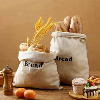  Пакеты для хлеба из 3 частей, мешковина, Многоразовые пакеты для хлеба на шнурке, Льняные небеленые батоны, пакеты для выпечки, сумки для хранения продуктов ручной работы