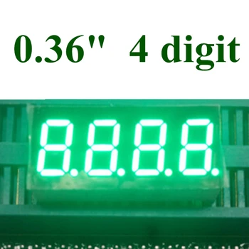  20ШТ Чистый зеленый 0,36-дюймовый 4-значный 7-сегментный цифровой светодиодный цифровой дисплей, катод 0,36 