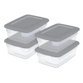  Пластиковая коробка для хранения BOUSSAC объемом 3 галлона, серая и прозрачная, на 16 мест