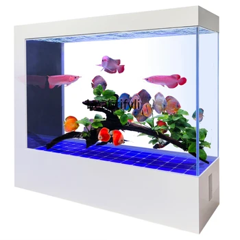  Супер Белый Стеклянный аквариум для рыб в гостиной, Изменяющий экологию, Водный свет, Роскошный Большой Напольный экран в виде рыбного шара