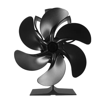 Вентилятор печки с 6 лопастями для домашнего эффективного распределения тепла, Бесшумный Черный вентилятор печки, экономичный челнок