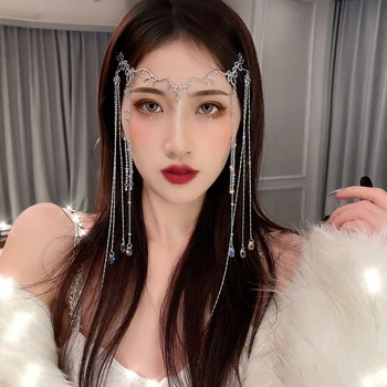  Элегантные сверкающие стразы, украшения для волос с длинной кисточкой, Водосливной кристалл, ретро-повязка для волос для женщин, аксессуары в китайском стиле