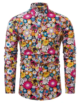  Новейшие рубашки с 3D принтом и цветочным рисунком, мужские повседневные топы с длинным рукавом, модная рубашка с отложным воротником в виде розы, приталенная рубашка, сексуальная одежда 6XL