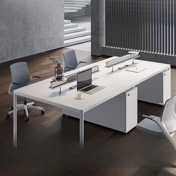  Дизайнерский стол, стол для офисного персонала, комбинация стульев, рабочее место с экраном, офисная мебель для четырех человек