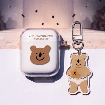  Для чехлов Airpods Мягкие прозрачные чехлы для наушников для Apple AirPods 1 2 pro, зарядная коробка, милая сумка-чехол с мультяшным медведем Коала