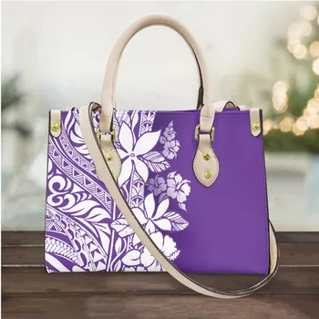  2023 Новая Женская сумка из Искусственной Кожи Самоа, Модная сумка Для покупок, Фиолетовая Полинезийская Дизайнерская сумка-Мессенджер Через плечо