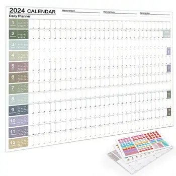  Расписание Настенный календарь на 2024 год Настенный планировщик из плотной бумаги на 12 месяцев 2024 год Настенный календарь планирования семьи Ежемесячный Тематический