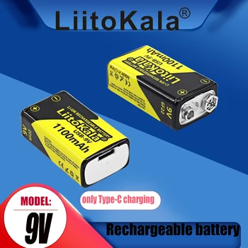  2ШТ LiitoKala USB-9V 1100mAh Аккумуляторная батарея Type-C USB Аккумулятор литиевый для Мультиметра Игрушка Пульт Дистанционного Управления Микрофоном