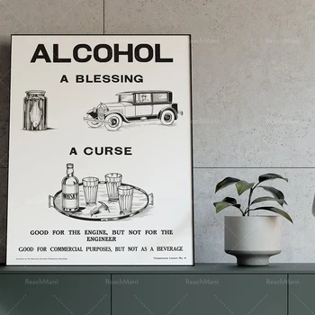  Плакат о запрете алкоголя, ретро-трезвость, виски, пиво, барное искусство, винный плакат, плакат о запрете, печать на холсте