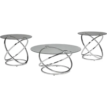  Фирменный дизайн от Ashley Hollinyx Современный круглый столовый сервиз из 3 предметов, включающий журнальный столик и 2 приставных столика