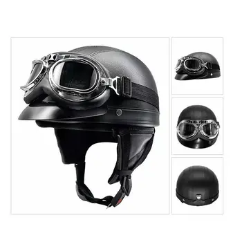  Мотоциклетный шлем с полуоткрытым забралом в стиле ретро ретро мотоциклетный шлем и солнцезащитные очки для защиты от ультрафиолета мотоциклетный полушлем для бега по пересеченной местности