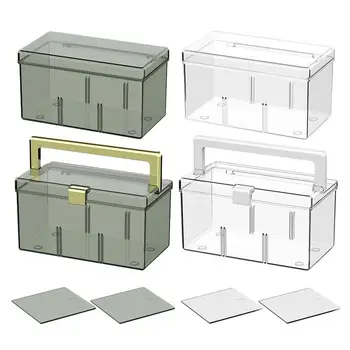  Многоцелевой ящик для хранения, Органайзер, Прозрачный дисплей, Прямоугольный корпус, Пластиковый ящик для хранения, Ручной контейнер с крышкой для дома