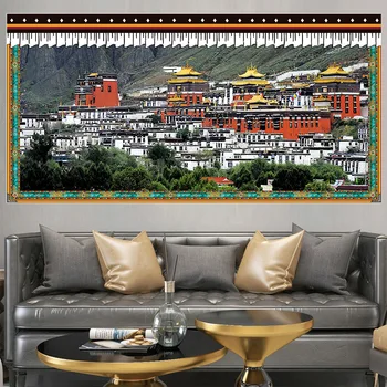  Тибетский стиль Этнический Макраме Настенный Гобелен Пейзажная Настенная Художественная ткань Декор гостиной спальни Эстетический Психоделический