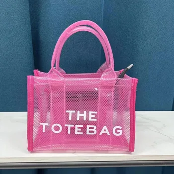  Сумка-тоут известного бренда, летняя пляжная маленькая прозрачная сумочка и сумки, дизайнерская женская мини-сумка-тоут из ПВХ с прозрачным наплечником