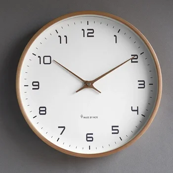  Настенные часы из массива дерева в скандинавском стиле, украшение гостиной, бесшумные часы, Японские современные легкие Роскошные креативные часы