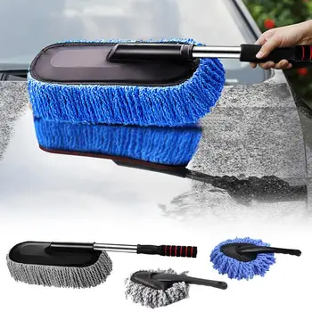  Щетка для чистки автомобиля, швабра с длинной ручкой, синельная метла с детализацией микрофибры, многоцелевой инструмент для вытирания пыли в доме, швабра для автомобилей, мотоциклов