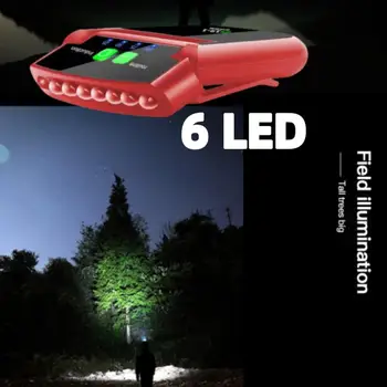  Светодиодная Интеллектуальная Сенсорная лампа с клипсой Налобный фонарь с возможностью поворота на 180 ° Лампа для рыбалки на открытом воздухе USB-датчик Фара для кемпинга