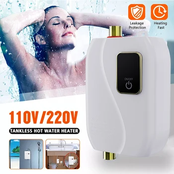  Электрический водонагреватель 110 В / 220 В, ванная комната, кухня, настенный водонагреватель с мгновенным нагревом, 3-секундный ЖК-дисплей температуры горячего душа