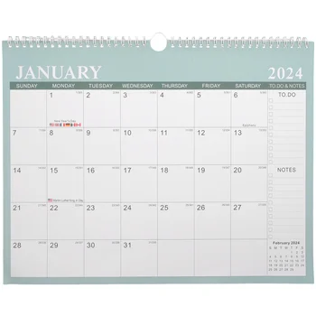  Ежемесячный подвесной календарь на 2024 год, настольный календарь со списком дел и заметками, годовой ежемесячный еженедельный ежедневник, подвесная повестка дня