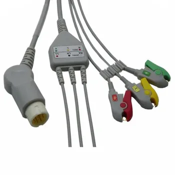  Совместимый с Philips/HP 12Pin MP20/30/VM6 Кабель для ЭКГ-мониторинга пациента, Цельный, с 3 Выводами, провода для ЭКГ, Конец кабеля с зажимом IEC.TPU