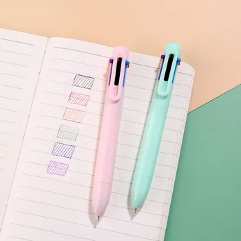  50ШТ Шариковая ручка Macaron 6 цветов 0,5 мм, однотонная ручка, многоцветная масляная ручка для студентов, ручка для блокнота цвета сердца для девочек