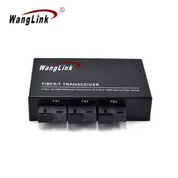  Wanglink 3F2E Волоконно-оптический Медиаконвертер Однорежимный 2 RJ45 и 3 SC оптоволоконных порта 10/100 М Оптоволоконный Коммутатор Ethernet