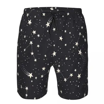  Мужские пляжные короткие шорты для плавания Ночное космическое небо со звездами Спортивные шорты для серфинга на доске Купальники