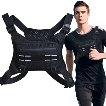  Регулируемая нагрудная сумка для бега, сумка для жилета для бега, Светоотражающая Передняя нагрудная сумка с держателем для телефона, дышащий велосипедный жилет для спорта