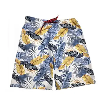  Гавайские шорты Мужские Плавательные шорты средней посадки Мужские пляжные шорты с принтом листьев Пляжная одежда