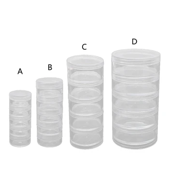  5-Слойная пластиковая Круглая прозрачная коробка для хранения с крышкой для макияжа ногтей