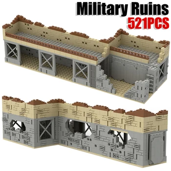  MOC Military War Ruins Базовая модель, Набор строительных блоков, сломанные стены, Разрушенный Блокгауз, кирпичи, игрушки, подарок для мальчиков