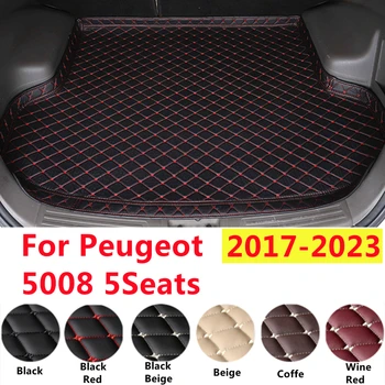  SJ Профессиональный Коврик Для Багажника Автомобиля, Подходящий Для Peugeot 5008 5 Мест 2017-2023 XPE Кожаная Подкладка Для Хвоста, Задняя Грузовая Накладка, Водонепроницаемая Высокая Сторона