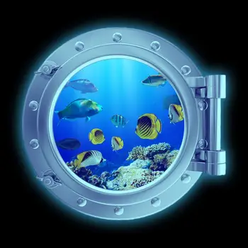  Мир Океана Настенные Наклейки Turrle Wall Arts Stick Светящаяся 3D Стеклянная Оконная Наклейка Морское Животное Настенный Декор Для Двери Спальни Окно