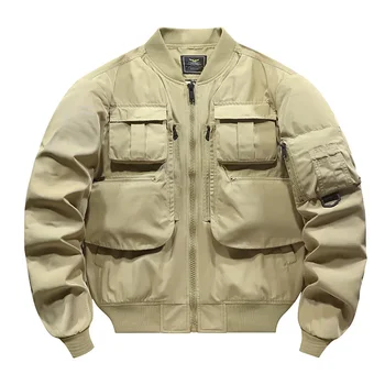  Куртка пилота, мужская бейсбольная куртка в стиле ретро, рабочая куртка с несколькими карманами, функциональная куртка, верхняя одежда three defense charge
