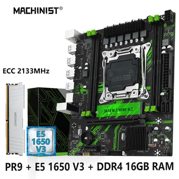  MACHINIST X99 PR9 Комплект материнской платы LGA 2011-3 комплект Xeon CPU E5 1650 V3 Процессор DDR4 ECC 16 ГБ оперативной памяти SSD NVME SATA M.2 M-ATX